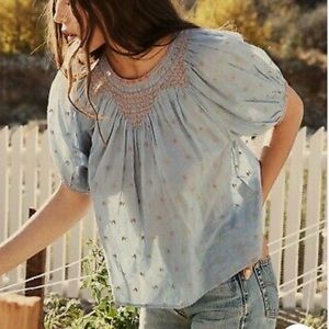 AMNA TOP -- CIEL CARNATION EMBROIDERY, Doen, size M